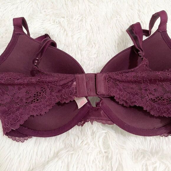 Women Victoria's Secret Underwired Lace Push Up Bra in Dark Magenta Size 32DD - Picture 9 of 12